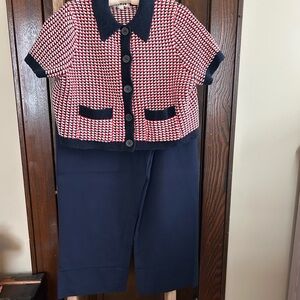 Boden navy wide leg, wide cuff trousers, size 12